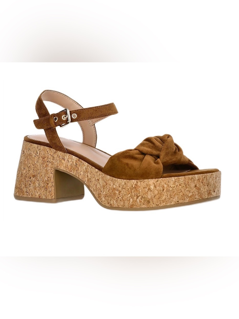 NWT Time and Tru Brown Suede Knot Cork Platform Sandal